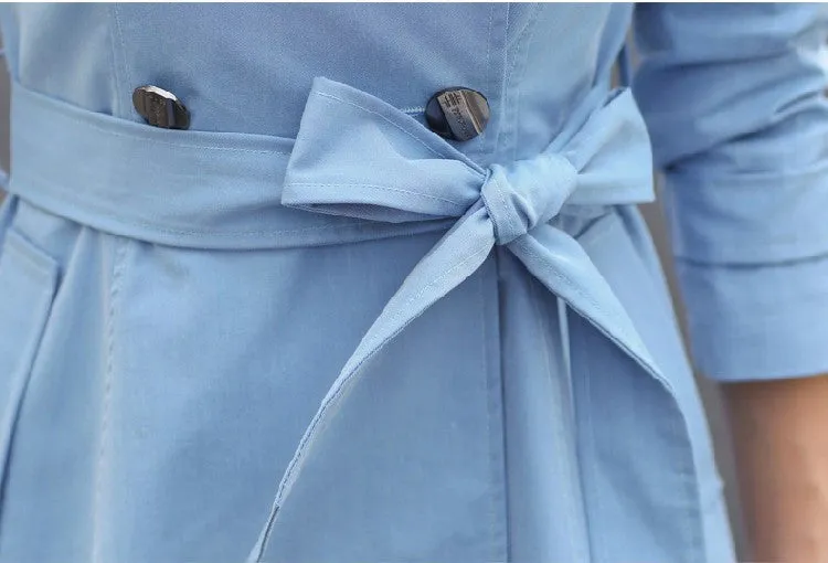 Women's Spring Turn-Down Collar Trench Coat