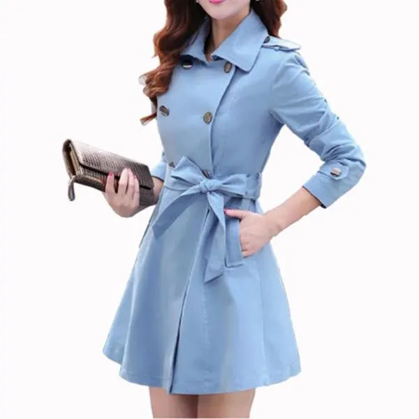 Women's Spring Turn-Down Collar Trench Coat