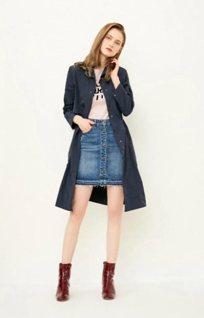 Women's Spring/Autumn Nylon Long Trench Coat
