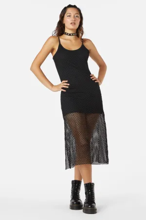 Wounded Wide Mesh Midi Dress